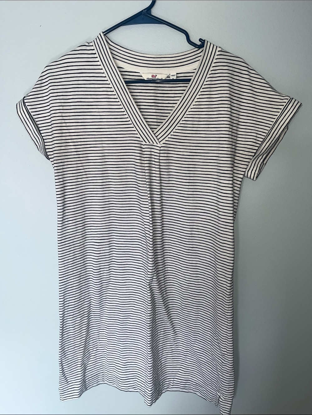 Vineyard Vines Black & White Striped V-Neck Tunic Dress
